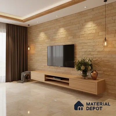 WL 00134 Teak Chizel 100 x 300 mm Natural Stone Wall Cladding | 1 Sq. Ft. = 3 Pieces |  Stone is a Natural Product, Please Expect Variation in Shades