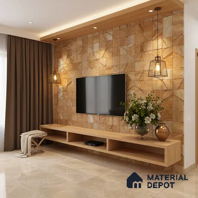 WL 00138 Teak Star 300 x 300 mm Natural Stone Wall Cladding |  Stone is a Natural Product, Please Expect Variation in Shades