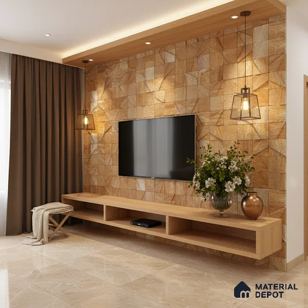 WL 00138 Teak Star 300 x 300 mm Natural Stone Wall Cladding | Stone is a Natural Product, Please Expect Variation in Shades