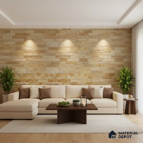 WL 00140 Victorian Yellow 600 x 150 mm Natural Stone Wall Cladding |  Stone is a Natural Product, Please Expect Variation in Shades