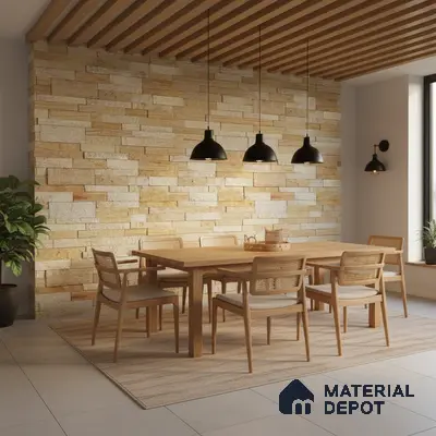 WL 00143 Urban Oak 600 x 150 mm Natural Stone Wall Cladding |  Stone is a Natural Product, Please Expect Variation in Shades