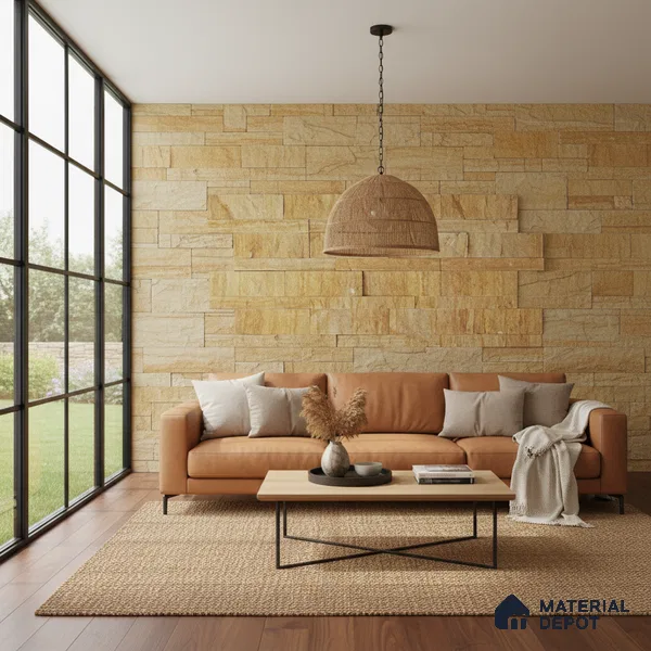 WL 00145 Wind Oak 600 x 150 mm Natural Stone Wall Cladding | Stone is a Natural Product, Please Expect Variation in Shades