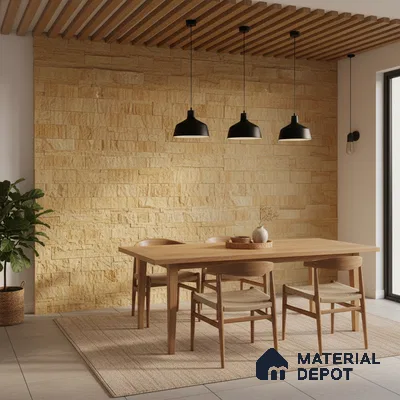 WL 00145 Wind Oak 600 x 150 mm Natural Stone Wall Cladding |  Stone is a Natural Product, Please Expect Variation in Shades