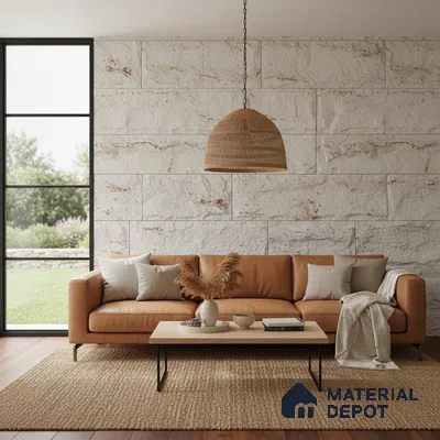 WL 00148 Planco White 600 x 150 mm Natural Stone Wall Cladding |  Stone is a Natural Product, Please Expect Variation in Shades