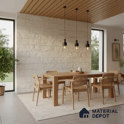WL 00148 Planco White 600 x 150 mm Natural Stone Wall Cladding |  Stone is a Natural Product, Please Expect Variation in Shades