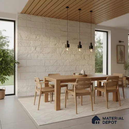 WL 00148 Planco White 600 x 150 mm Natural Stone Wall Cladding | Stone is a Natural Product, Please Expect Variation in Shades
