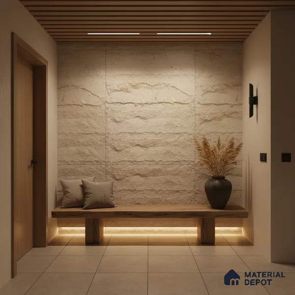 WL 00148 Planco White 600 x 150 mm Natural Stone Wall Cladding |  Stone is a Natural Product, Please Expect Variation in Shades