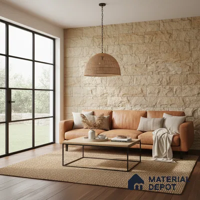 WL 00149 Planco Gold 600 x 150 mm Natural Stone Wall Cladding |  Stone is a Natural Product, Please Expect Variation in Shades