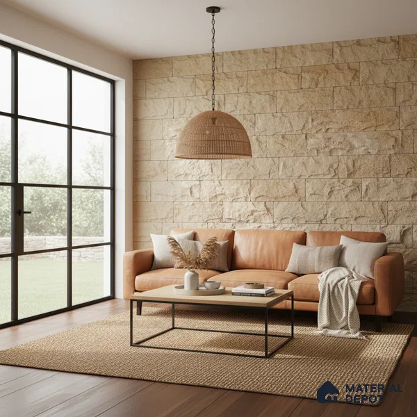 WL 00149 Planco Gold 600 x 150 mm Natural Stone Wall Cladding | Stone is a Natural Product, Please Expect Variation in Shades