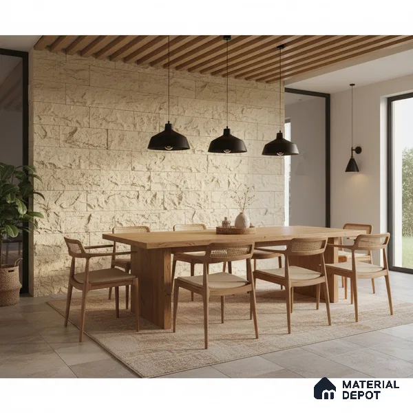 WL 00149 Planco Gold 600 x 150 mm Natural Stone Wall Cladding | Stone is a Natural Product, Please Expect Variation in Shades