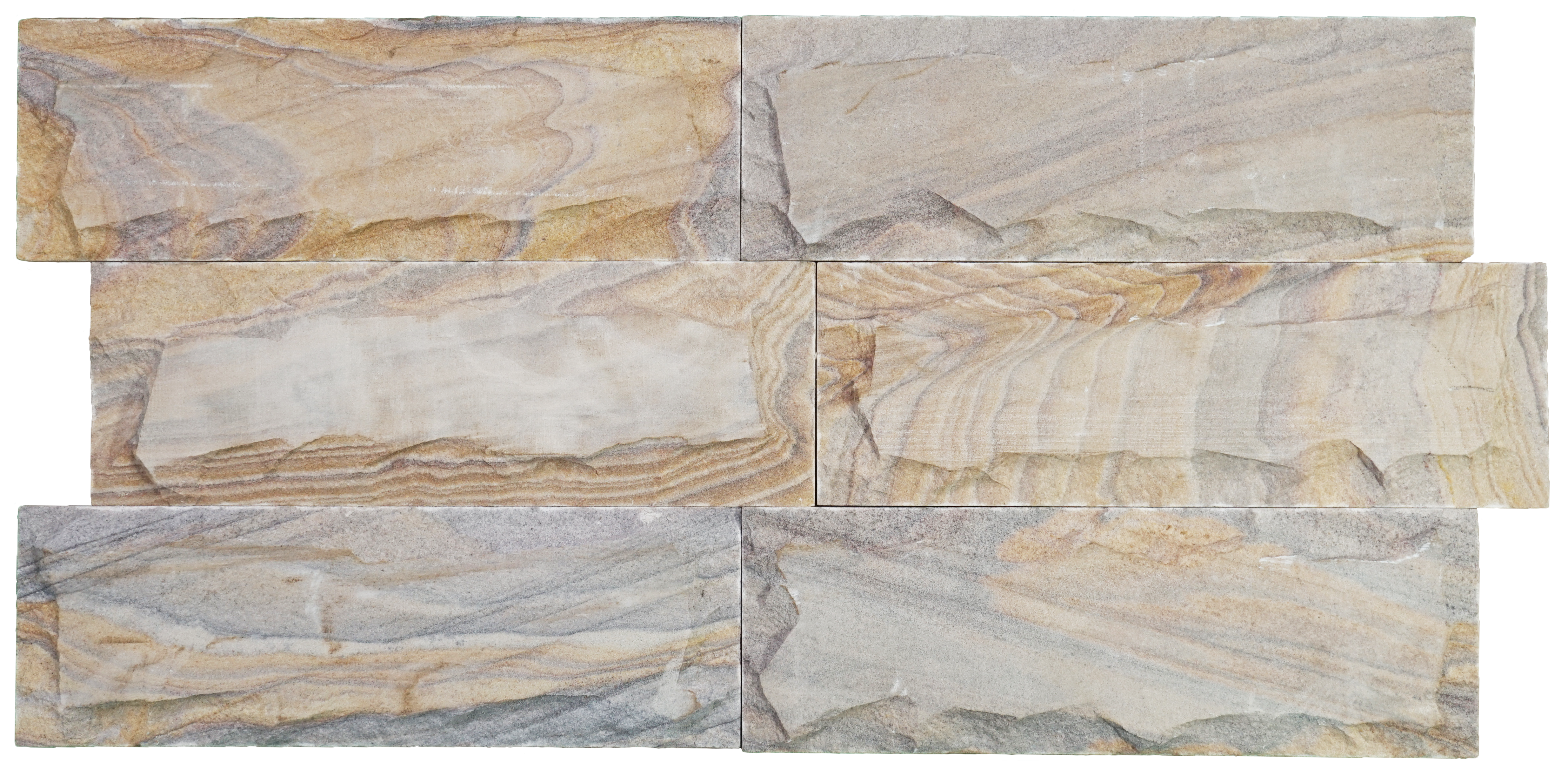 WL 00150 Ruby Chizel 100 x 300 mm Natural Stone Wall Cladding | 1 Sq. Ft. = 3 Pieces |  Stone is a Natural Product, Please Expect Variation in Shades