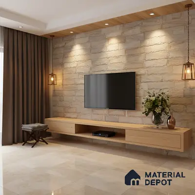 WL 00150 Ruby Chizel 100 x 300 mm Natural Stone Wall Cladding | 1 Sq. Ft. = 3 Pieces |  Stone is a Natural Product, Please Expect Variation in Shades