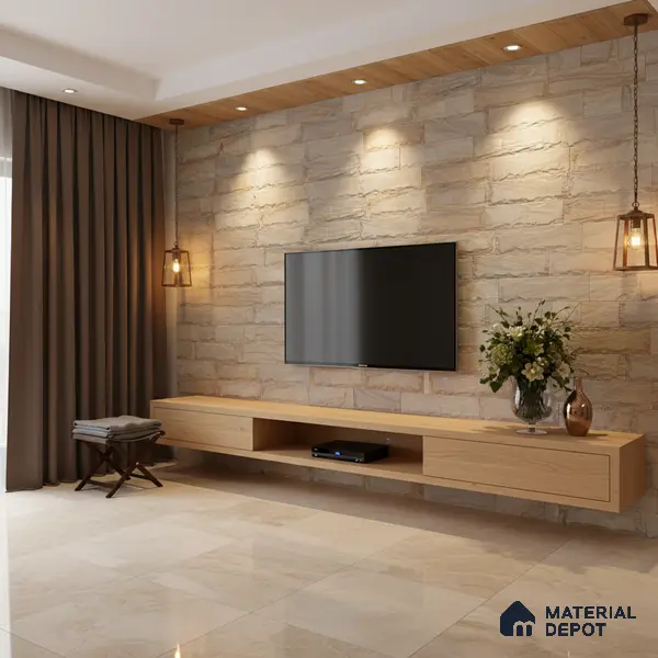 WL 00150 Ruby Chizel 100 x 300 mm Natural Stone Wall Cladding | 1 Sq. Ft. = 3 Pieces | Stone is a Natural Product, Please Expect Variation in Shades