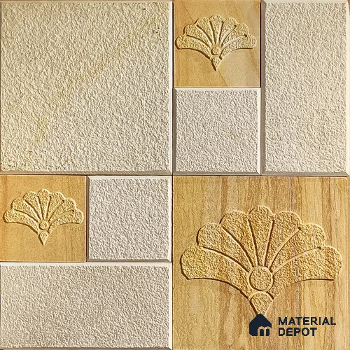 WL 00173 French Mist Cladding Natural Stone Wall Cladding | Contains Mixed Sizes of 300x300, 300x150, 150x150 mm | 1 Box = 8 Sq. Ft. Approx | Stone is a Natural Product, Please Expect Variation in Shades