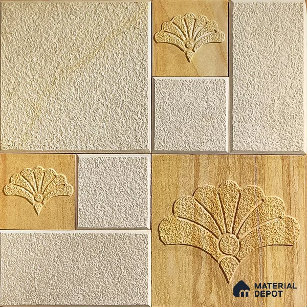 WL 00173 French Mist Cladding Natural Stone Wall Cladding | Contains Mixed Sizes of 300x300, 300x150, 150x150 mm | 1 Box = 8 Sq. Ft. Approx | Stone is a Natural Product, Please Expect Variation in Shades