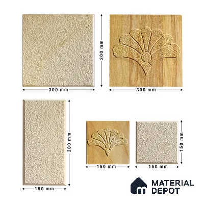 WL 00173 French Mist Cladding Natural Stone Wall Cladding | Contains Mixed Sizes of 300x300, 300x150, 150x150 mm | 1 Box = 8 Sq. Ft. Approx | Stone is a Natural Product, Please Expect Variation in Shades
