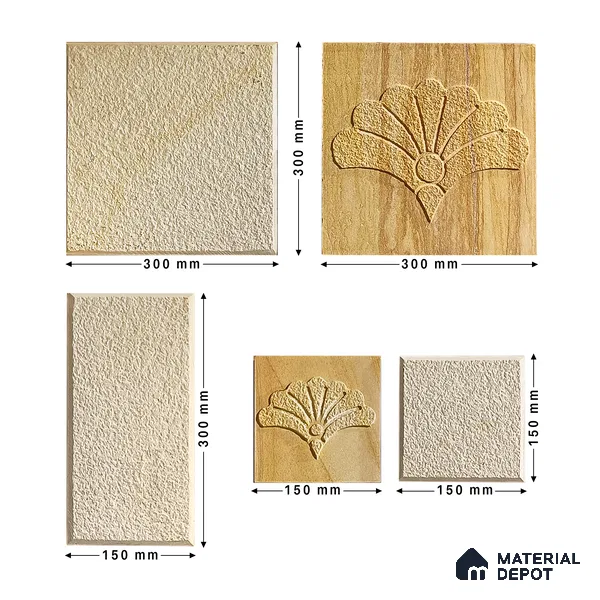 WL 00173 French Mist Cladding Natural Stone Wall Cladding | Contains Mixed Sizes of 300x300, 300x150, 150x150 mm | 1 Box = 8 Sq. Ft. Approx | Stone is a Natural Product, Please Expect Variation in Shades
