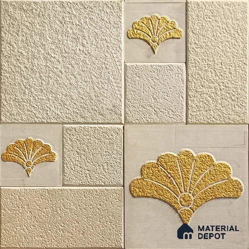 WL 00175 French Gold Cladding Natural Stone Wall Cladding | Contains Mixed Sizes of 300x300, 300x150, 150x150 mm | 1 Box = 8 Sq. Ft. Approx | Stone is a Natural Product, Please Expect Variation in Shades