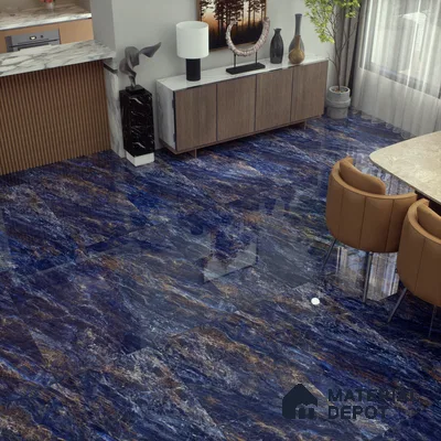 Marble Floor & Wall Tile TL 02183 Woe Blue 4 ft x 2 ft High Gloss Finish Vitrified Tile - 9 mm (Random 5) (Sample)