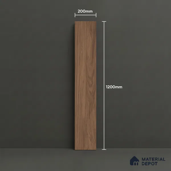 Wood Floor Tile TL 06112 Aspen Choco 1200 x 200 mm Vitrified Matte Finish - 9 mm | 12 Random Design | Suitable For Living Room, Bedroom, Kitchen | 2-3 mm Spacer is Mandatory