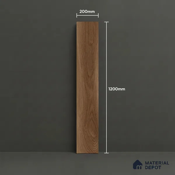 Wood Floor Tile TL 06116 Nordic Hazel 1200 x 200 mm Vitrified Matte Finish - 9 mm | 12 Random Design | Suitable For Living Room, Bedroom, Kitchen | 2-3 mm Spacer is Mandatory