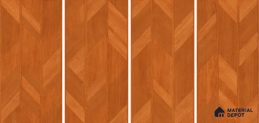 Wood Floor & Wall Tile TL 06118 B Parquet Teak 4 ft x 2 ft Vitrified Matte Finish - 9 mm | 4 Random Design | Suitable For Living Room, Bedroom, Bathroom, Kitchen (Sample)