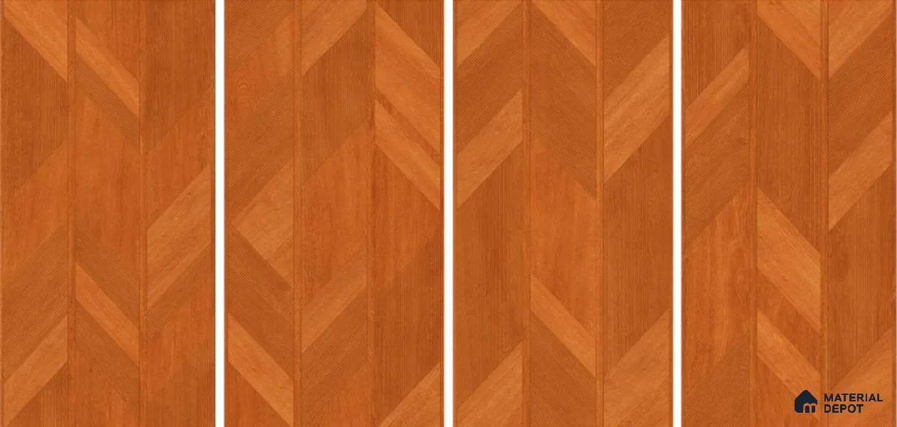 Wood Floor & Wall Tile TL 06118 B Parquet Teak 4 ft x 2 ft Vitrified Matte Finish - 9 mm | 4 Random Design | Suitable For Living Room, Bedroom, Bathroom, Kitchen (Sample)