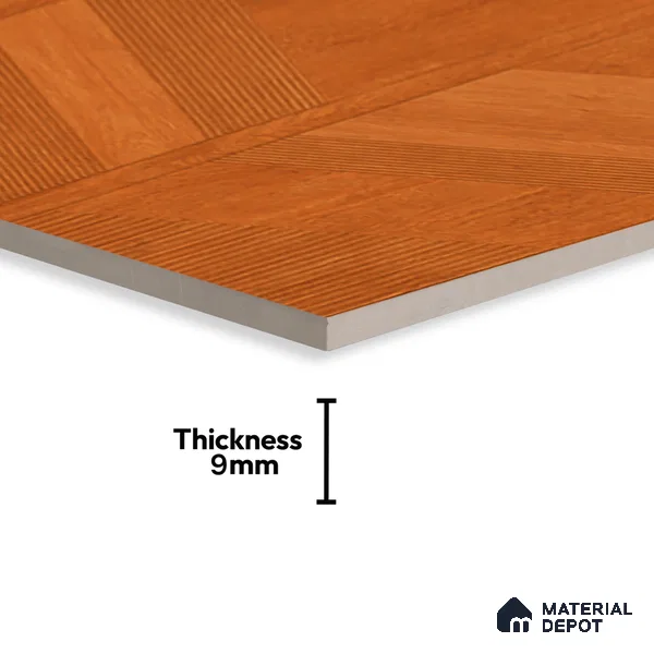 Wood Floor & Wall Tile TL 06118 B Parquet Teak 4 ft x 2 ft Vitrified Matte Finish - 9 mm | 4 Random Design | Suitable For Living Room, Bedroom, Bathroom, Kitchen (Sample)