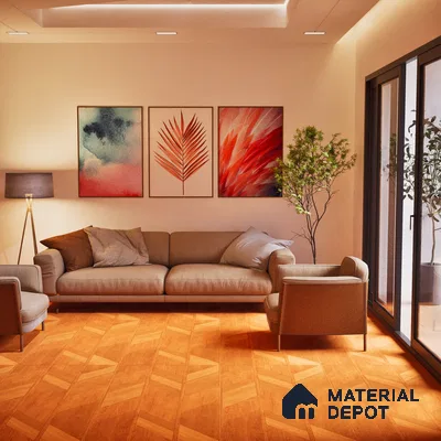 Wood Floor & Wall Tile TL 06118 B Parquet Teak 4 ft x 2 ft Vitrified Matte Finish - 9 mm | 4 Random Design | Suitable For Living Room, Bedroom, Bathroom, Kitchen (Sample)