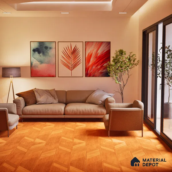 Wood Floor & Wall Tile TL 06118 B Parquet Teak 4 ft x 2 ft Vitrified Matte Finish - 9 mm | 4 Random Design | Suitable For Living Room, Bedroom, Bathroom, Kitchen (Sample)