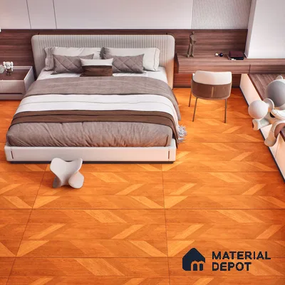 Wood Floor & Wall Tile TL 06118 B Parquet Teak 4 ft x 2 ft Vitrified Matte Finish - 9 mm | 4 Random Design | Suitable For Living Room, Bedroom, Bathroom, Kitchen (Sample)