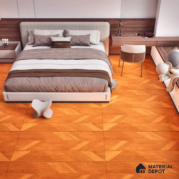 Wood Floor & Wall Tile TL 06118 B Parquet Teak 4 ft x 2 ft Vitrified Matte Finish - 9 mm | 4 Random Design | Suitable For Living Room, Bedroom, Bathroom, Kitchen (Sample)