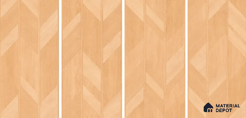 Wood Floor & Wall Tile TL 06118 Parquet Pine 4 ft x 2 ft Vitrified Matte Finish - 9 mm | 4 Random Design | Suitable For Living Room, Bedroom, Bathroom, Kitchen (Sample)