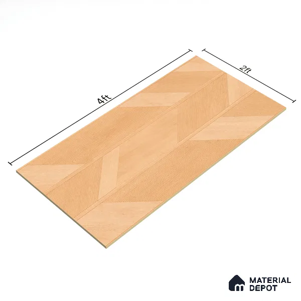 Wood Floor & Wall Tile TL 06118 Parquet Pine 4 ft x 2 ft Vitrified Matte Finish - 9 mm | 4 Random Design | Suitable For Living Room, Bedroom, Bathroom, Kitchen (Sample)