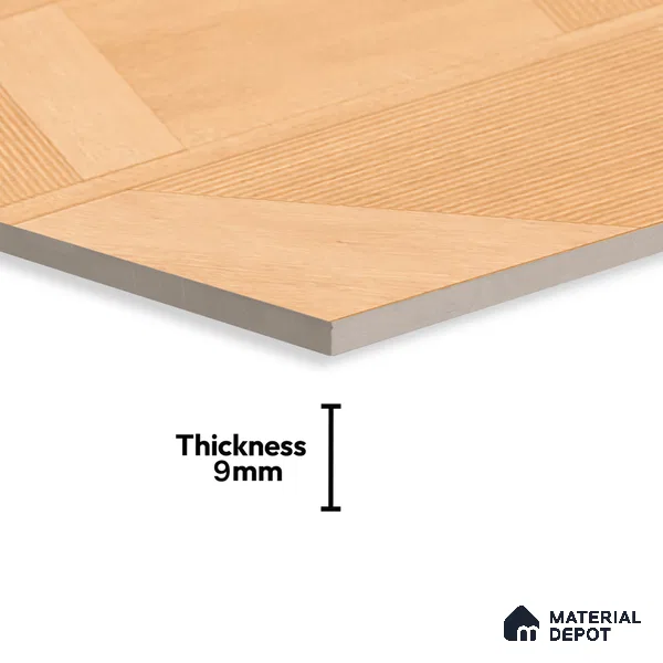 Wood Floor & Wall Tile TL 06118 Parquet Pine 4 ft x 2 ft Vitrified Matte Finish - 9 mm | 4 Random Design | Suitable For Living Room, Bedroom, Bathroom, Kitchen (Sample)