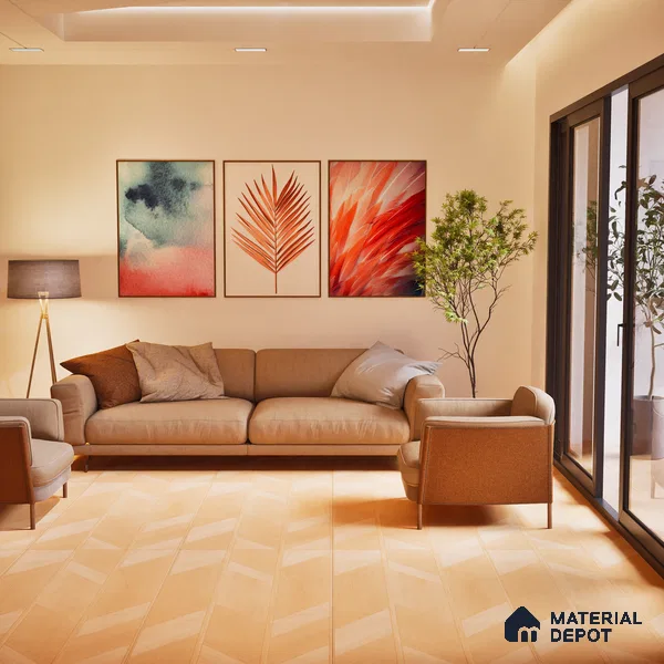 Wood Floor & Wall Tile TL 06118 Parquet Pine 4 ft x 2 ft Vitrified Matte Finish - 9 mm | 4 Random Design | Suitable For Living Room, Bedroom, Bathroom, Kitchen (Sample)