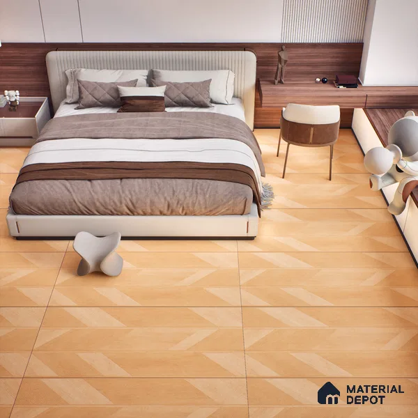 Wood Floor & Wall Tile TL 06118 Parquet Pine 4 ft x 2 ft Vitrified Matte Finish - 9 mm | 4 Random Design | Suitable For Living Room, Bedroom, Bathroom, Kitchen (Sample)