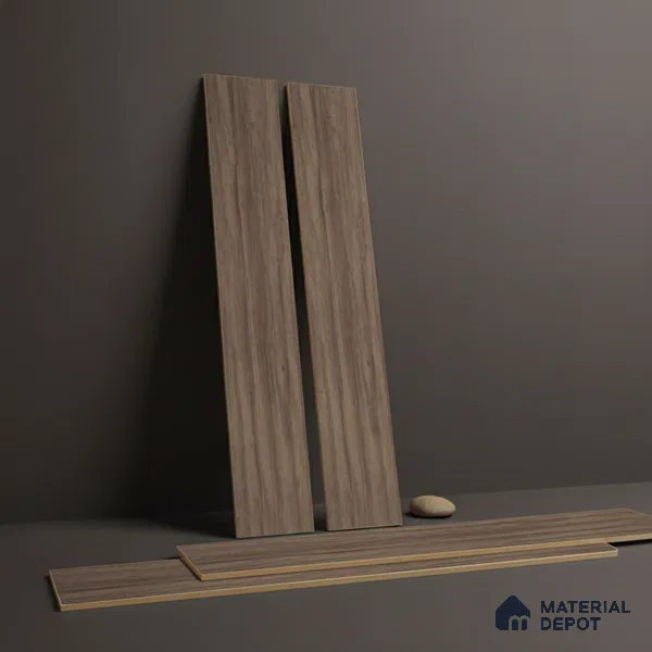 Brown Wood Floor Tile TL 06740 Gravier Alpine Mocha 1200x195 mm Vitrified Carving Matte Finish - 9 mm | 6 Random Design | Suitable for Living Room, Bedroom, Bathroom | 2-3 mm Spacer is Mandatory (Sample)