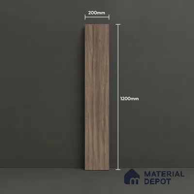 Brown Wood Floor Tile TL 06740 Gravier Alpine Mocha 1200x195 mm Vitrified Carving Matte Finish - 9 mm | 6 Random Design | Suitable for Living Room, Bedroom, Bathroom | 2-3 mm Spacer is Mandatory (Sample)