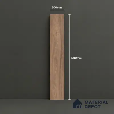 Brown Wood Floor Tile TL 06743 C Gravier Earthen Serenade 1200x195 mm Vitrified Carving Matte Finish - 9 mm | 9 Random Design | Suitable for Living Room, Bedroom, Bathroom | 2-3 mm Spacer is Mandatory