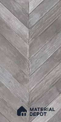 Grey Wood Floor & Wall Tile TL 10309 B  Chevron Wave Ash 4 ft x 2 ft Vitrified Carving Matte Finish - 9 mm