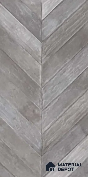 Grey Wood Floor & Wall Tile TL 10309 B Chevron Wave Ash 4 ft x 2 ft Vitrified Carving Matte Finish - 9 mm