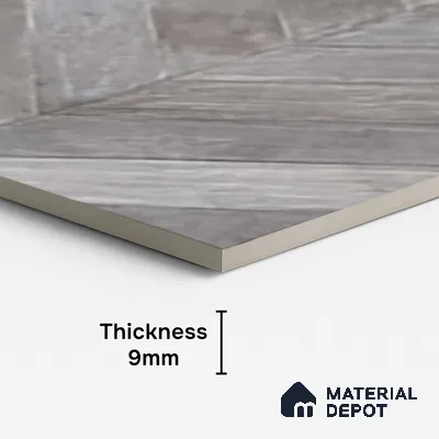 Grey Wood Floor & Wall Tile TL 10309 B  Chevron Wave Ash 4 ft x 2 ft Vitrified Carving Matte Finish - 9 mm