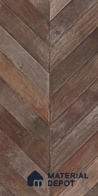 Brown Wood Floor & Wall Tile TL 10309 F  Chevron Wave Tobacco 4 ft x 2 ft Vitrified Carving Matte Finish - 9 mm