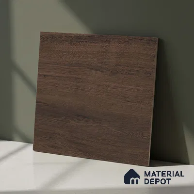 Brown Wood Floor Tile TL 06806 C Lustra Urban Brown 2 ft x 2 ft Vitrified Carving Matte Finish - 9 mm |  | Suitable for Living Room, Bedroom, Bathroom