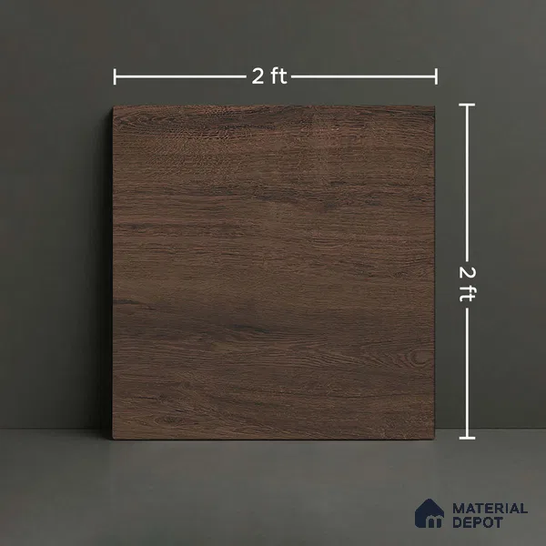 Brown Wood Floor Tile TL 06806 C Lustra Urban Brown 2 ft x 2 ft Vitrified Carving Matte Finish - 9 mm |  | Suitable for Living Room, Bedroom, Bathroom