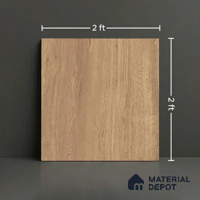 Brown Wood Floor Tile TL 06806 Lustra Urban Sandstone 2 ft x 2 ft Vitrified Carving Matte Finish - 9 mm | 4 Random Design | Suitable for Living Room, Bedroom, Bathroom