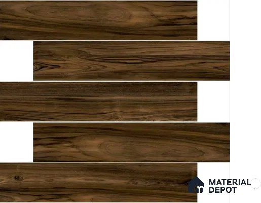 Wooden Floor Tile TL 04735 Plank Scape African Dark Wood 1200 x 200 mm Vitrified Matte Finish - 9 mm | Random Design | Suitable for Living Room, Bedroom, Kitchen, Bathroom (Sample)