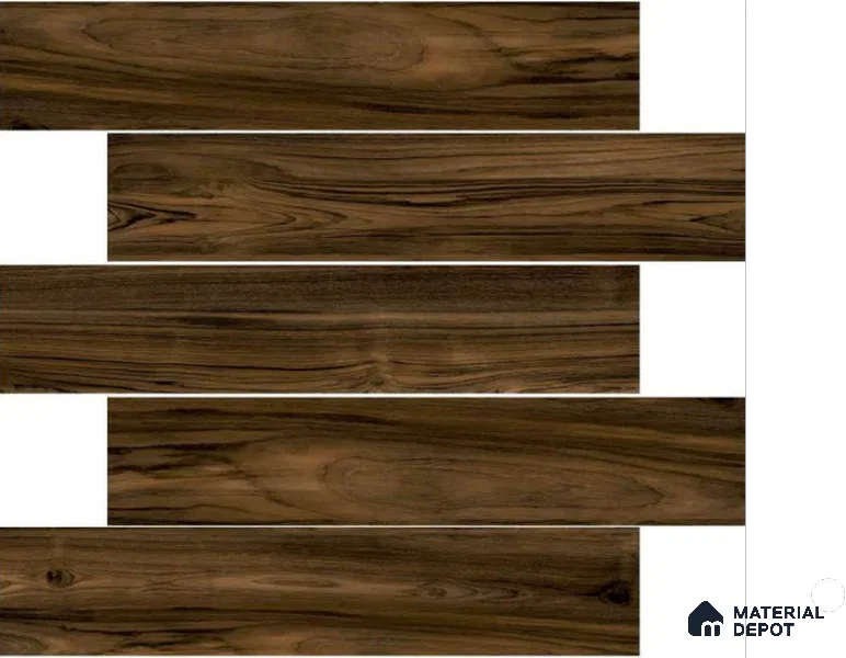 Wooden Floor Tile TL 04735 Plank Scape African Dark Wood 1200 x 200 mm Vitrified Matte Finish - 9 mm | Random Design | Suitable for Living Room, Bedroom, Kitchen, Bathroom (Sample)