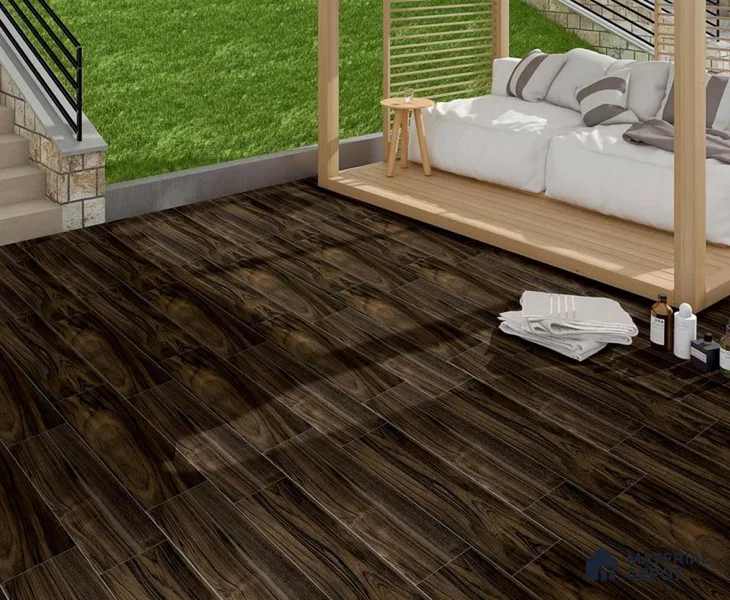Wooden Floor Tile TL 04735 Plank Scape African Dark Wood 1200 x 200 mm Vitrified Matte Finish - 9 mm | Random Design | Suitable for Living Room, Bedroom, Kitchen, Bathroom (Sample)